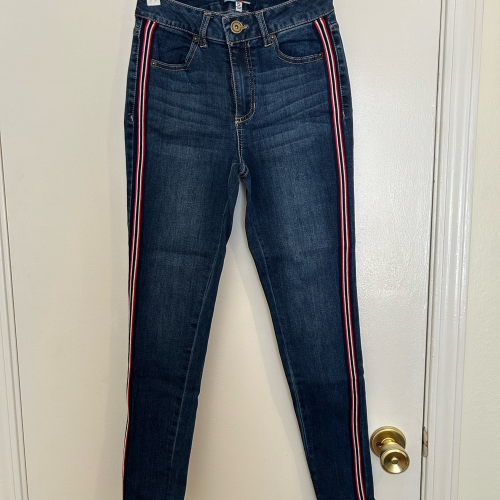 Boom Boom Jeans Dark Blue with Red Stripe Skinny Jeans